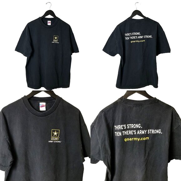 Vintage Tops - Vintage Y2K Army T Shirt Black XL Extra Large USA Graphic Tee Short Sleeve Solid